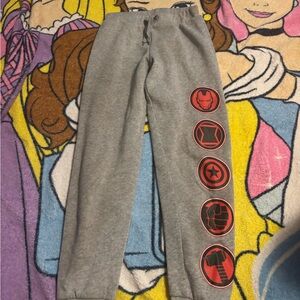 Marvel Gray Sweatpants with Red Superhero Emblems